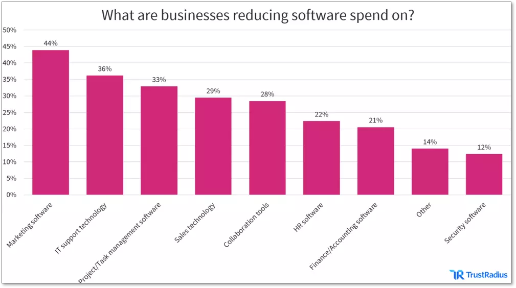 what are business reducing software spend on