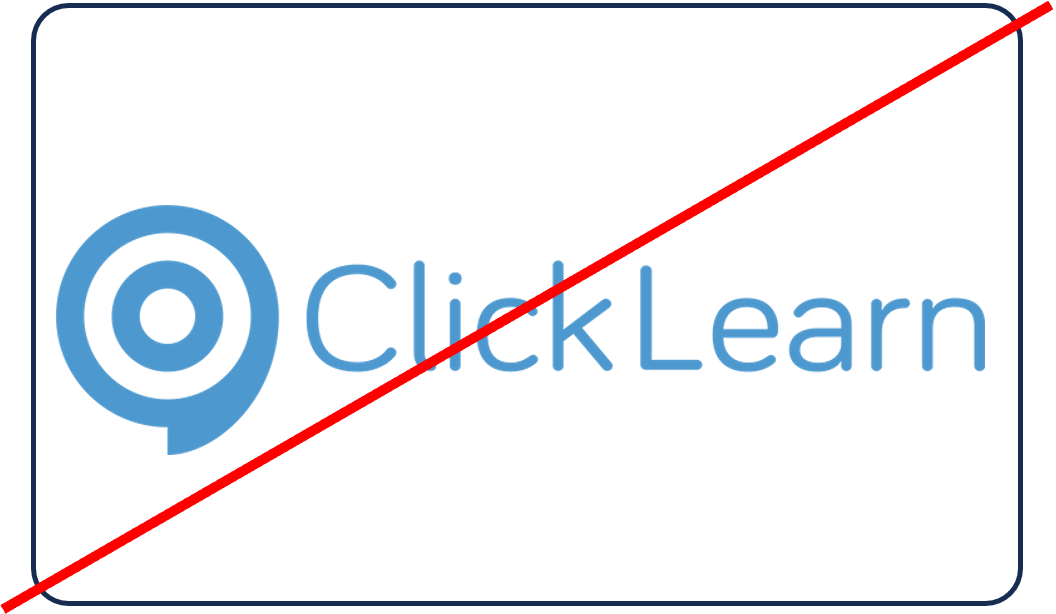 clicklearn logo with line through it